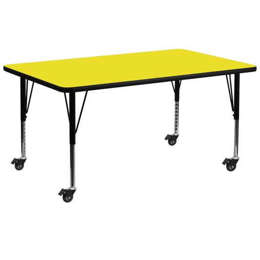 30x72 Yellow Activity Table XU-A3072-REC-YEL-H-P-CAS-GG