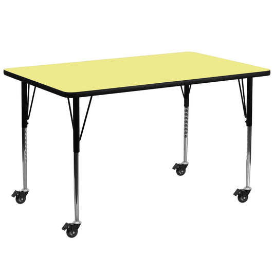 30x72 Yellow Activity Table XU-A3072-REC-YEL-T-A-CAS-GG