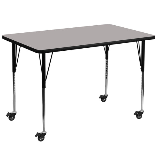 36x72 REC Grey Activity Table XU-A3672-REC-GY-H-A-CAS-GG