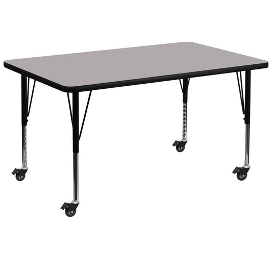 36x72 REC Grey Activity Table XU-A3672-REC-GY-H-P-CAS-GG