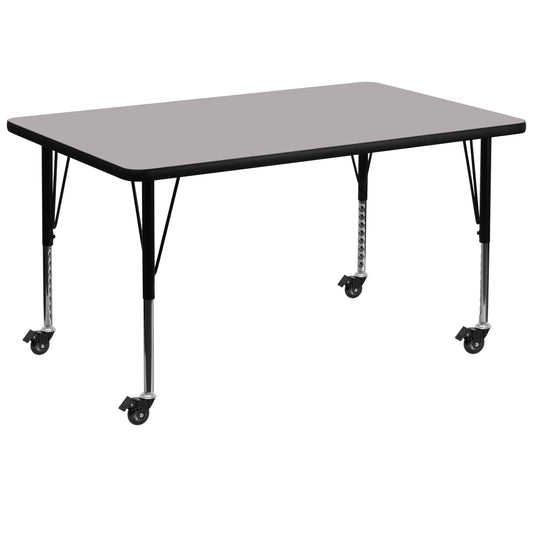 36x72 REC Grey Activity Table XU-A3672-REC-GY-T-P-CAS-GG