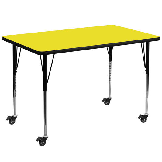 36x72 Yellow Activity Table XU-A3672-REC-YEL-H-A-CAS-GG
