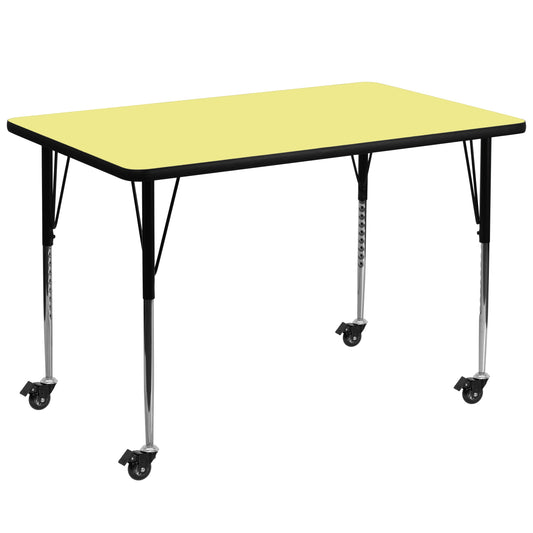 36x72 Yellow Activity Table XU-A3672-REC-YEL-T-A-CAS-GG
