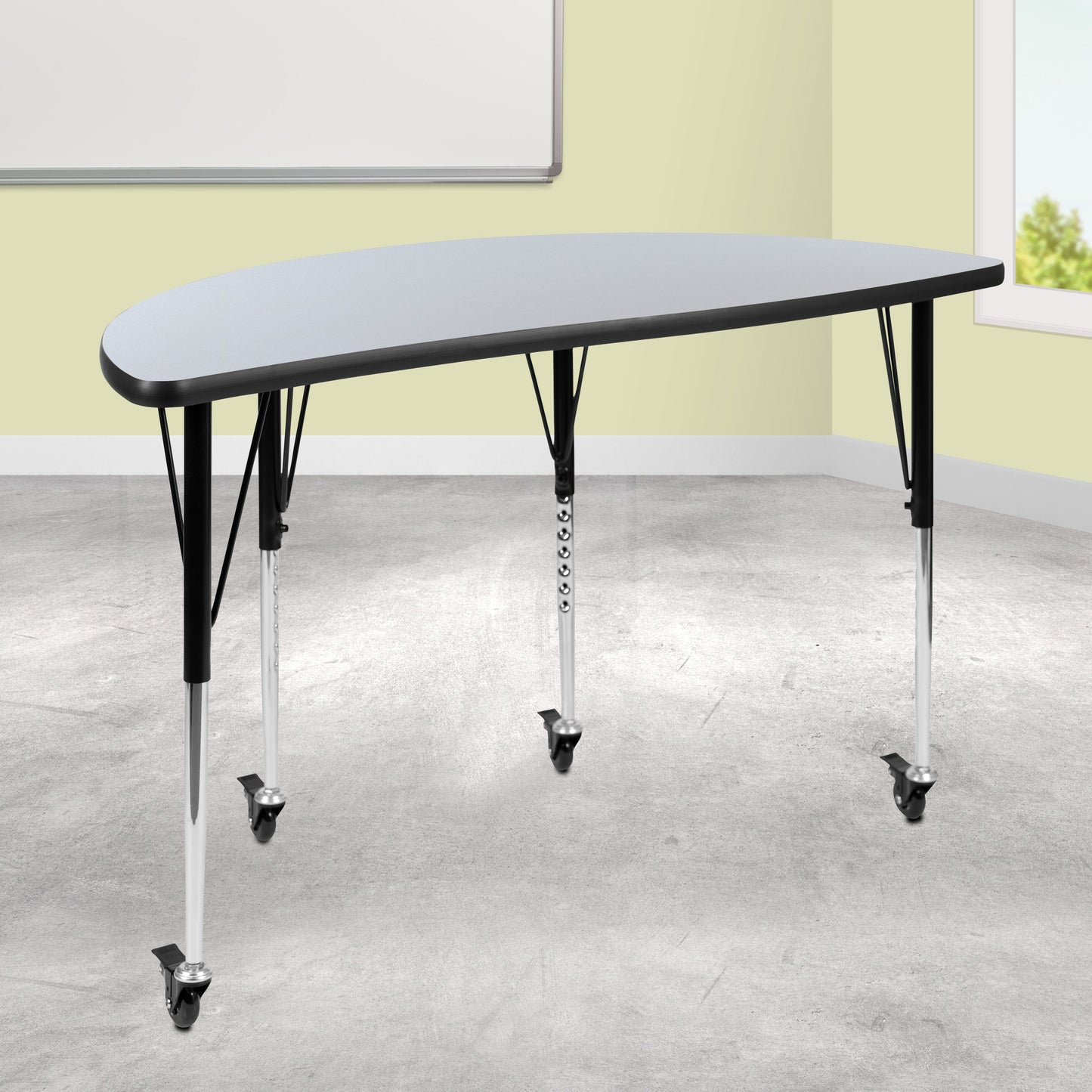48" Circle Grey Activity Table XU-A48-HCIRC-GY-T-A-CAS-GG