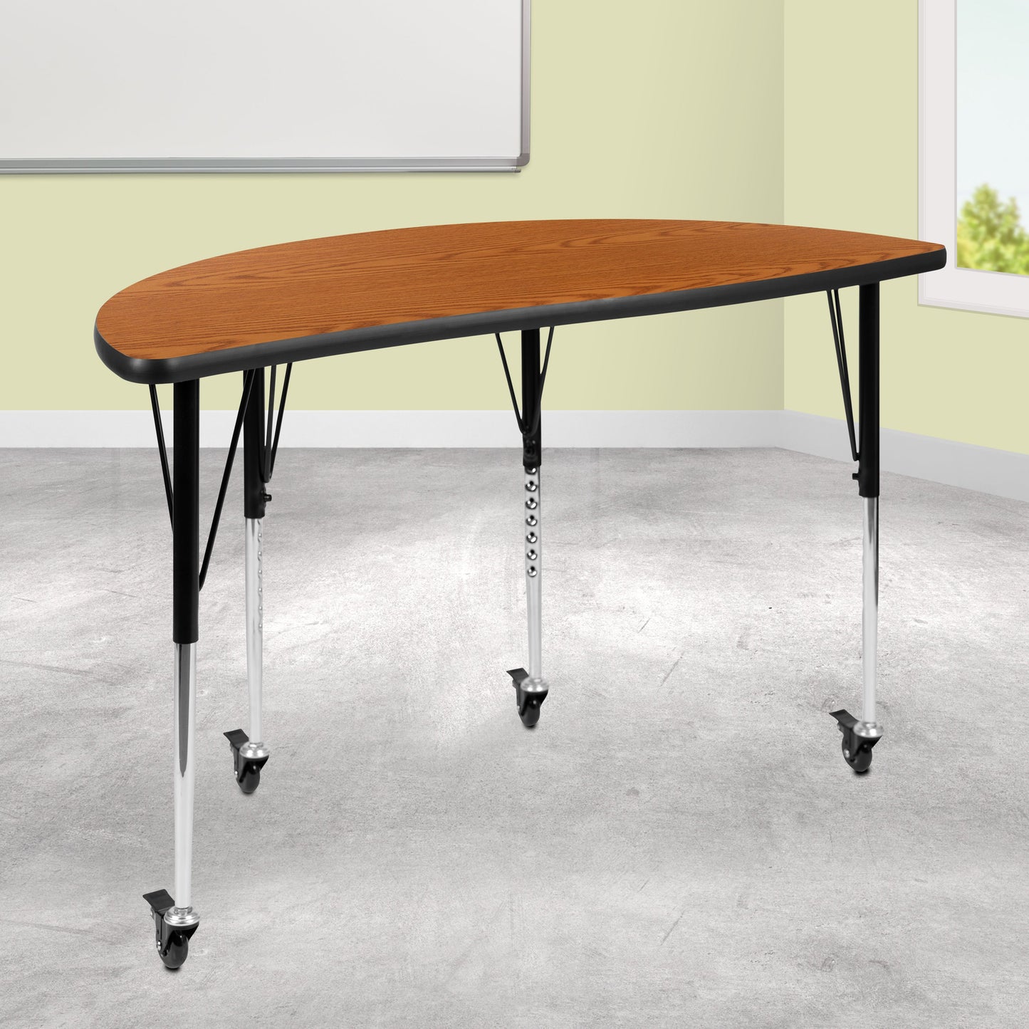 48" Circle Oak Activity Table XU-A48-HCIRC-OAK-T-A-CAS-GG