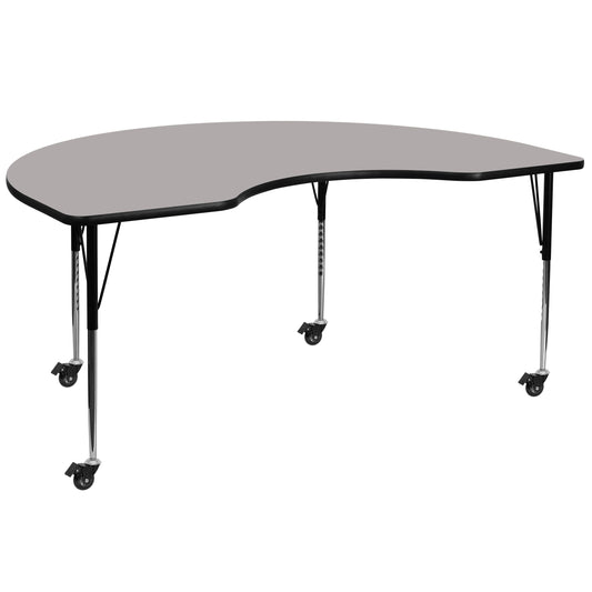 48x96 KDNY Grey Activity Table XU-A4896-KIDNY-GY-H-A-CAS-GG