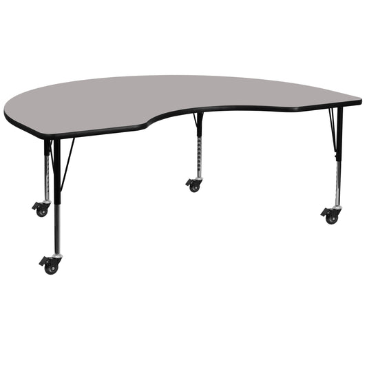 48x96 KDNY Grey Activity Table XU-A4896-KIDNY-GY-H-P-CAS-GG