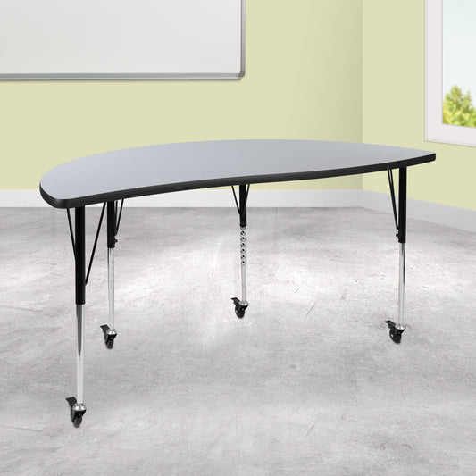 60" Circle Grey Activity Table XU-A60-HCIRC-GY-T-A-CAS-GG