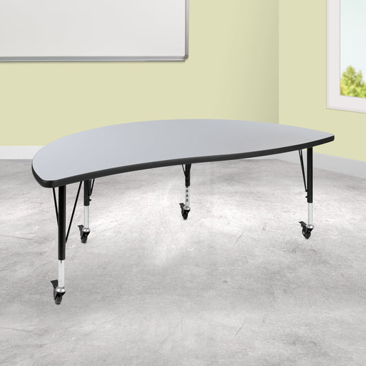 60" Circle Grey Activity Table XU-A60-HCIRC-GY-T-P-CAS-GG