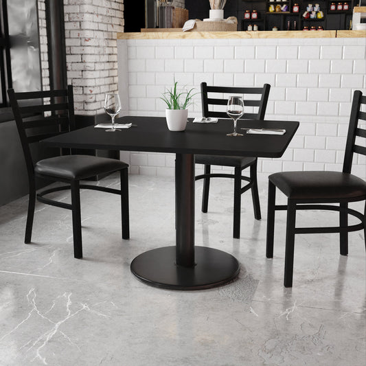 42SQ Black Table-24RD Base XU-BLKTB-4242-TR24-GG