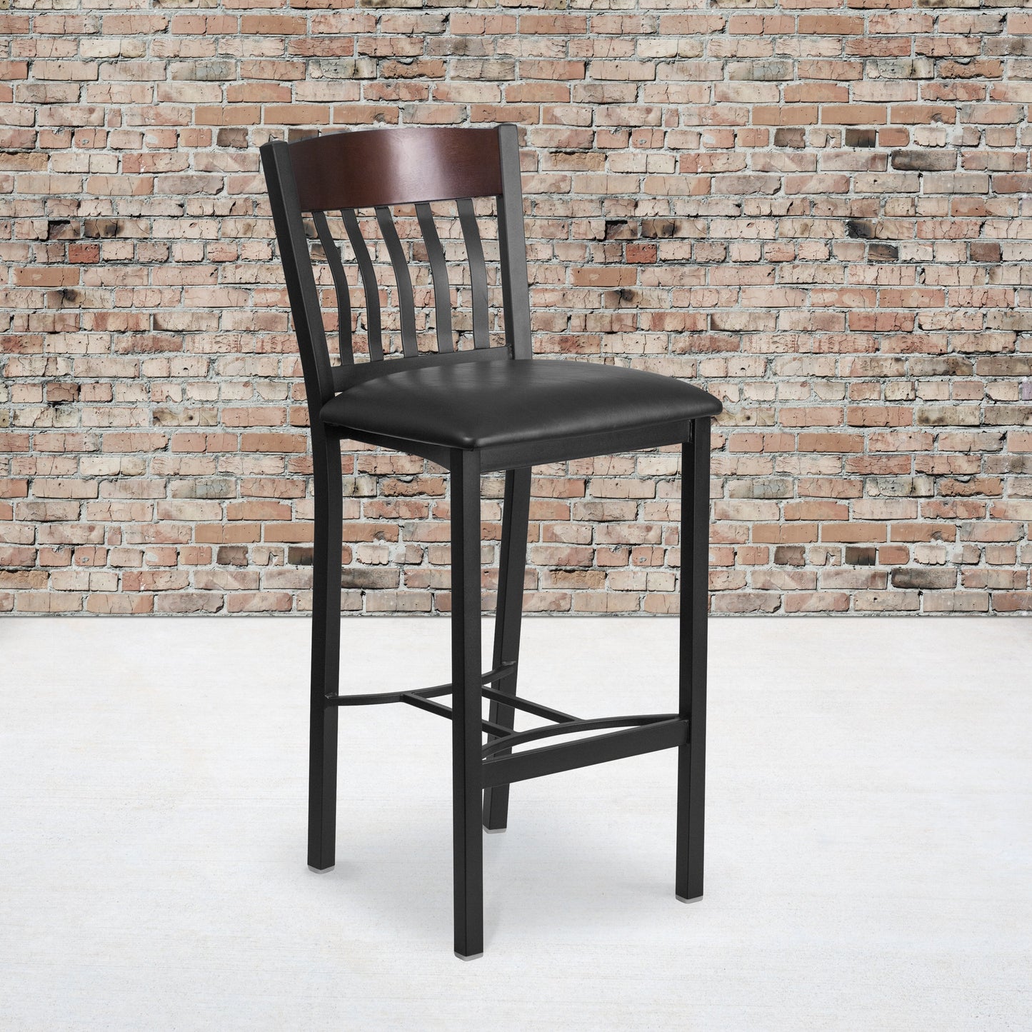 Bk/Nat Vert Stool-Black Seat XU-DG-60618B-WAL-BLKV-GG