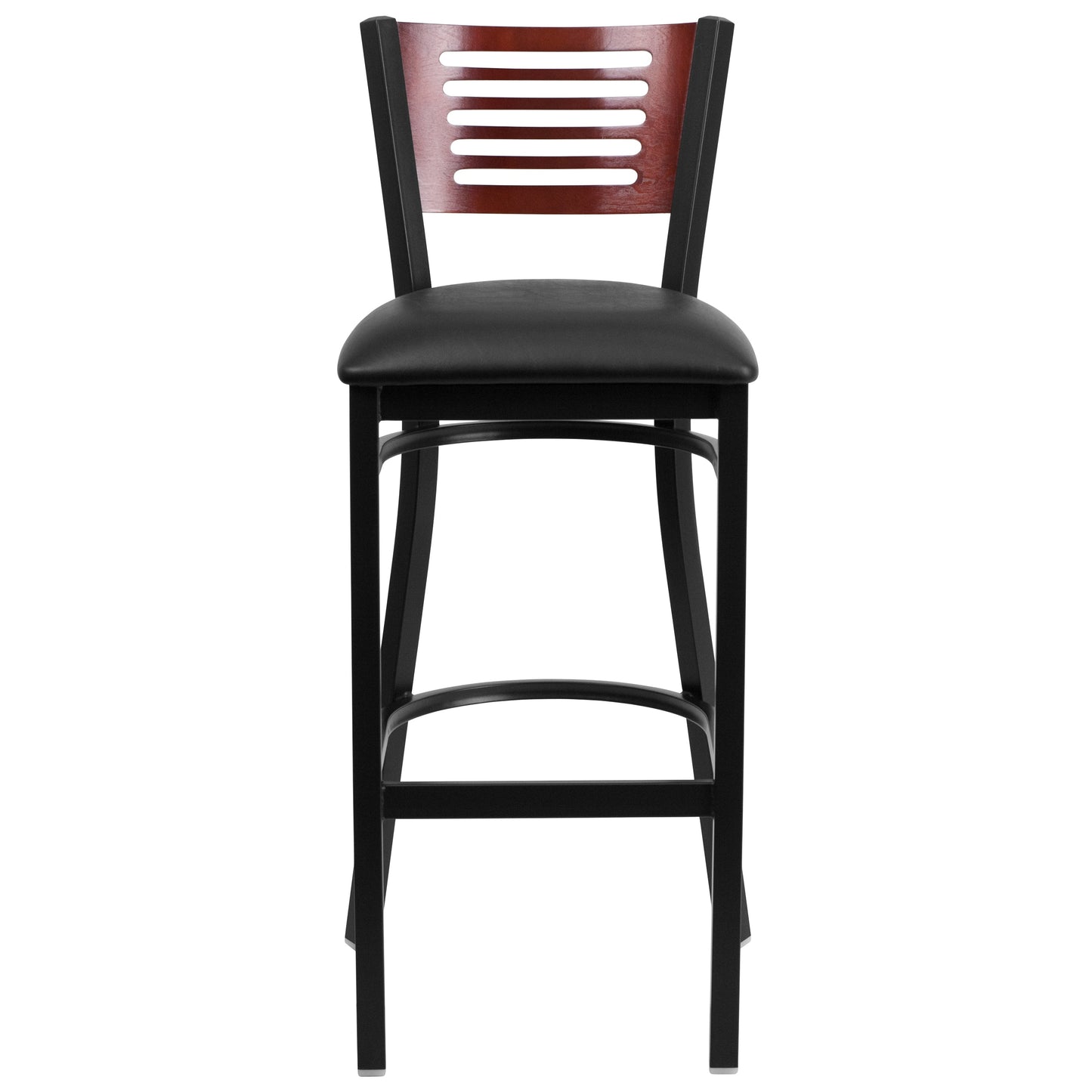 Bk/Mah Slat Stool-Black Seat XU-DG-6H1B-MAH-BAR-BLKV-GG