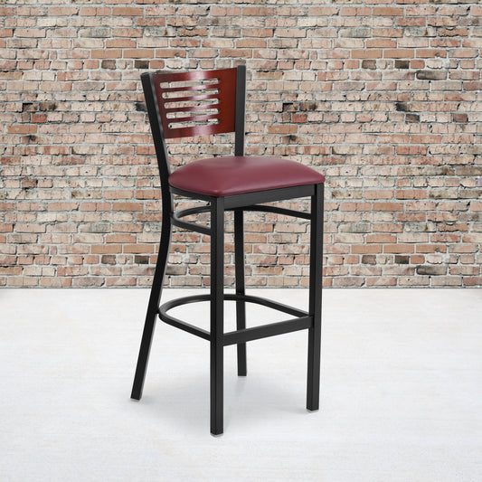 Bk/Mah Slat Stool-Burg Seat XU-DG-6H1B-MAH-BAR-BURV-GG