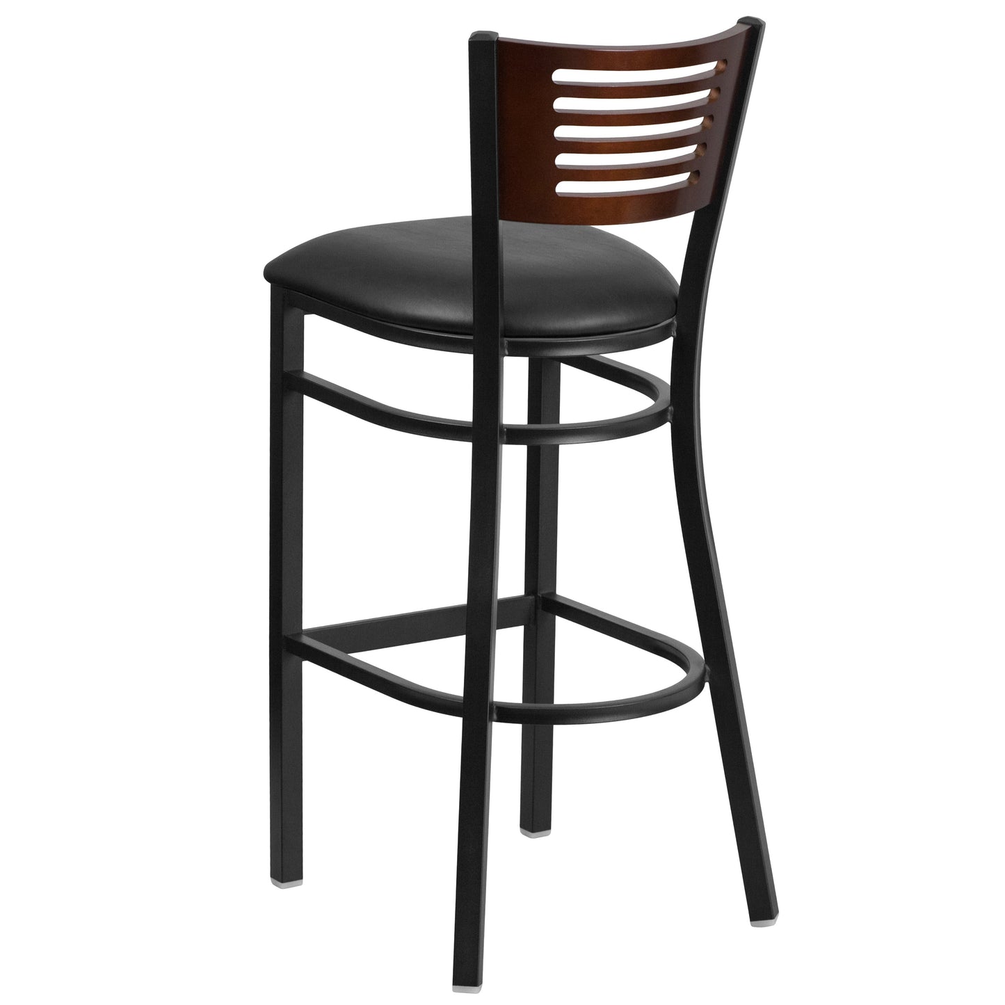 Bk/Wal Slat Stool-Black Seat XU-DG-6H1B-WAL-BAR-BLKV-GG
