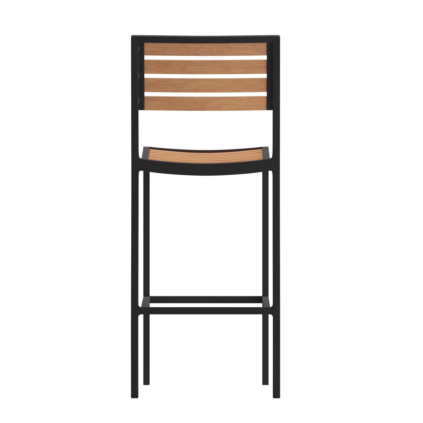 Faux Teak and Gray Wash Patio Bar Stool with Arms