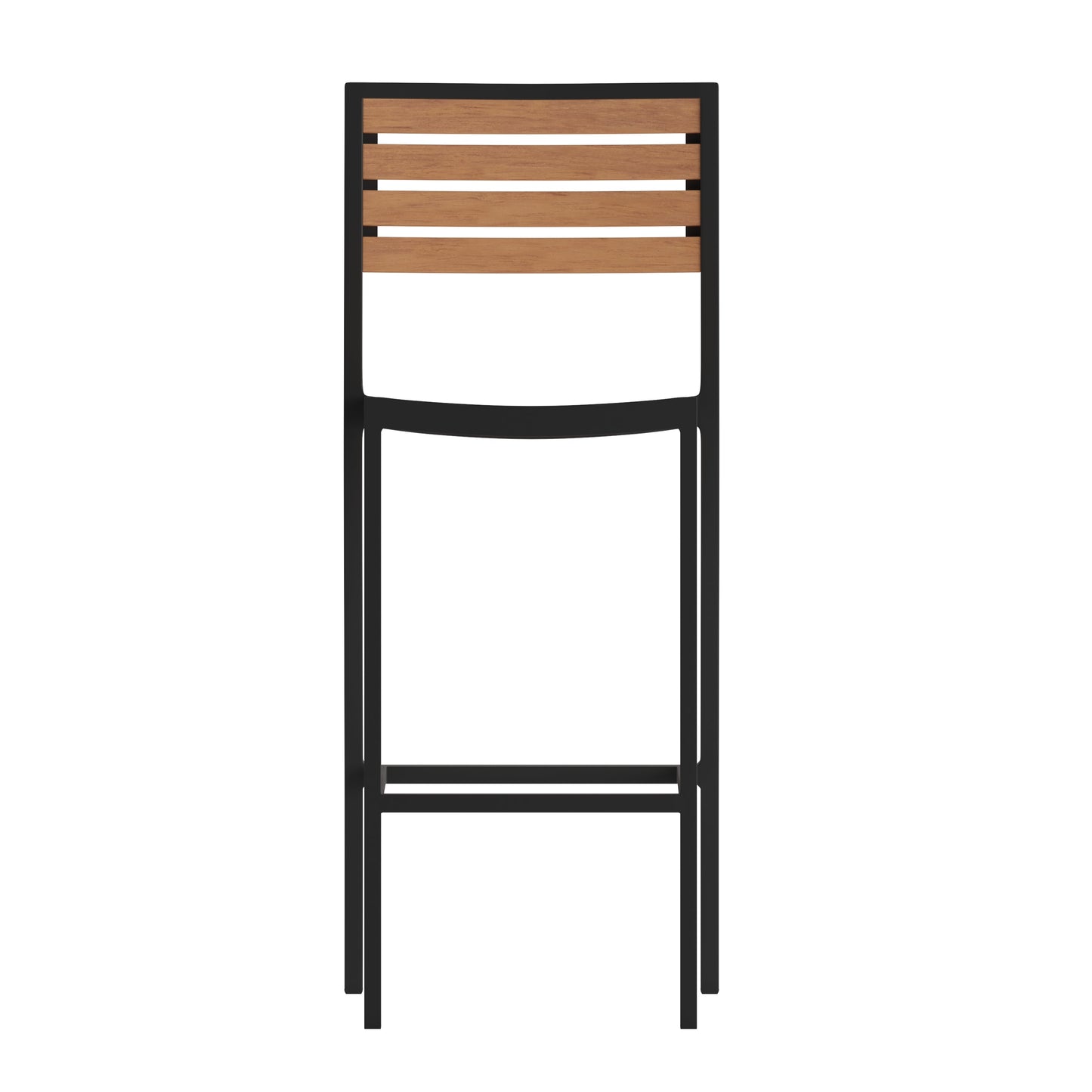 Faux Teak and Gray Wash Patio Bar Stool with Arms