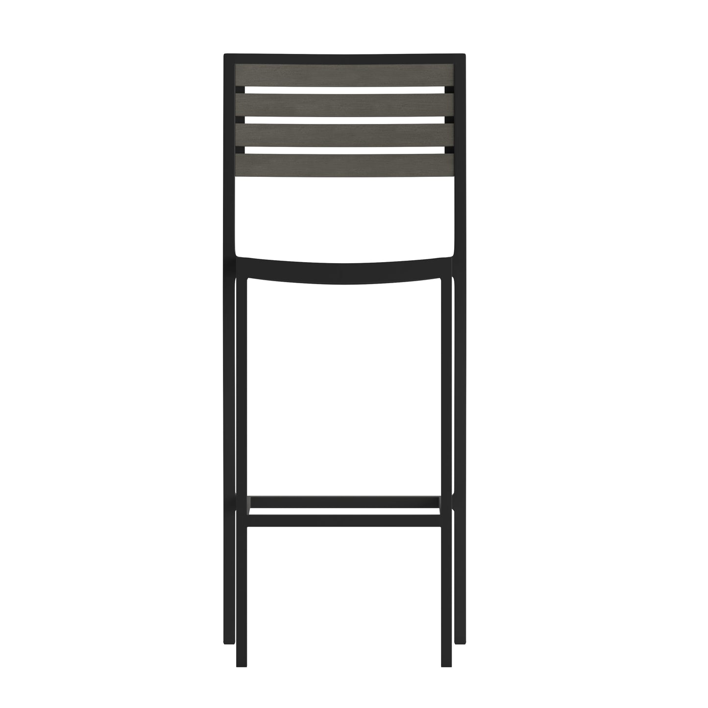 Faux Teak and Gray Wash Patio Bar Stool with Arms