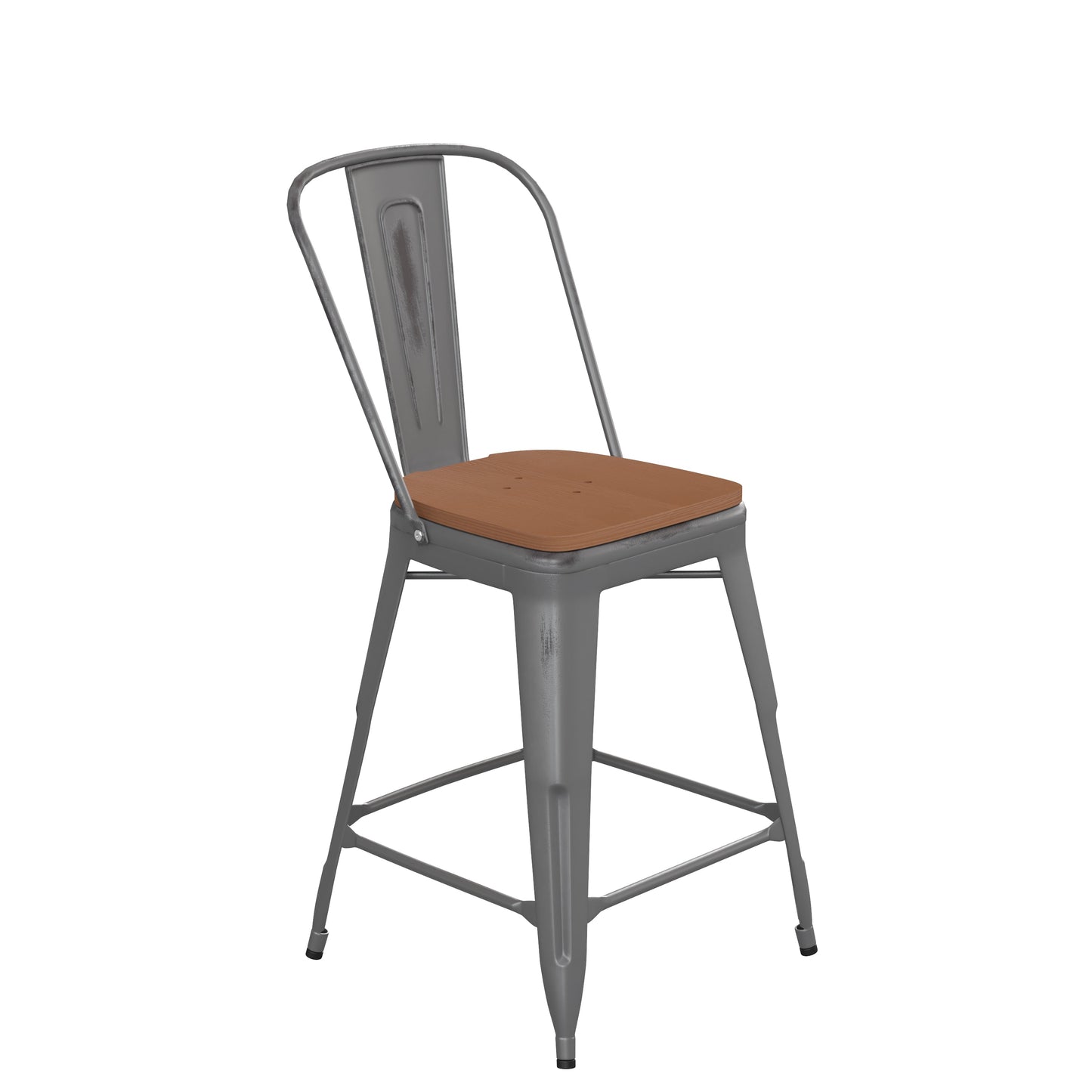 Clear Coat Stool 30" and 24" with Teak, Gray, and Black Seats