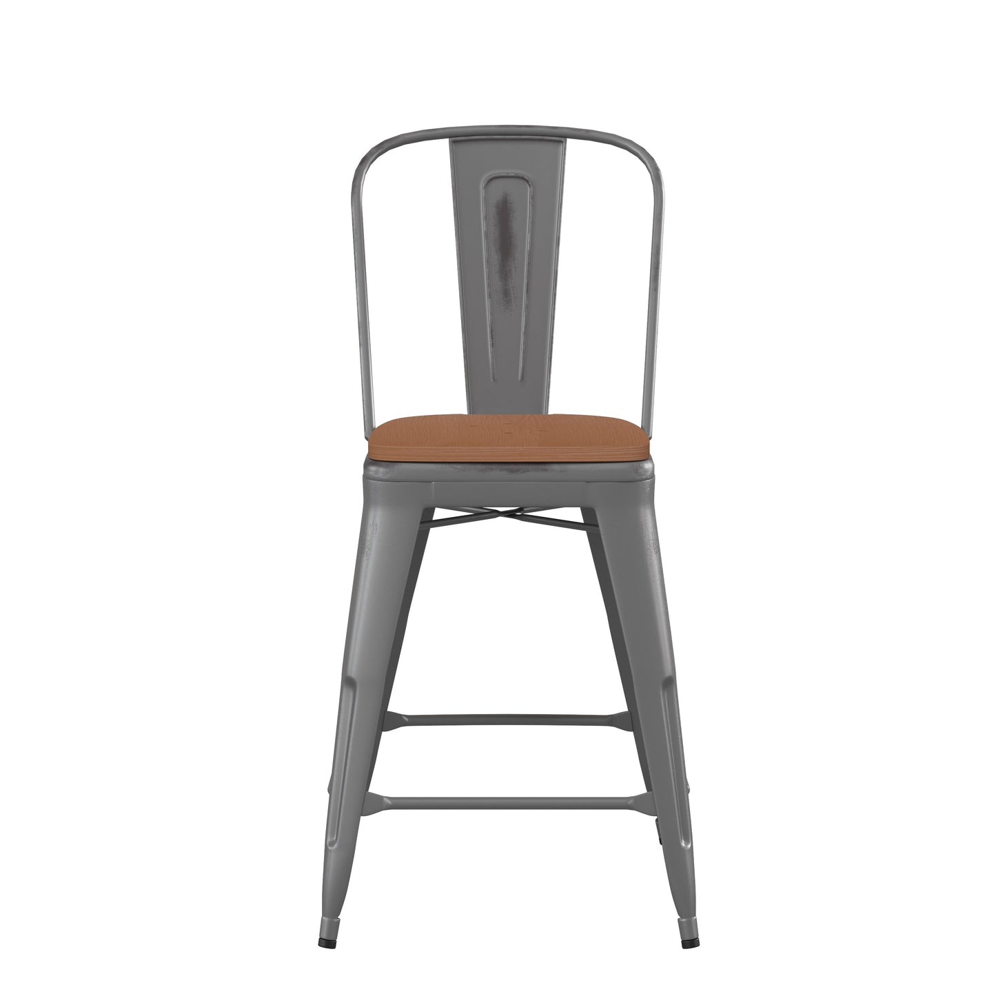 Clear Coat Stool 30" and 24" with Teak, Gray, and Black Seats