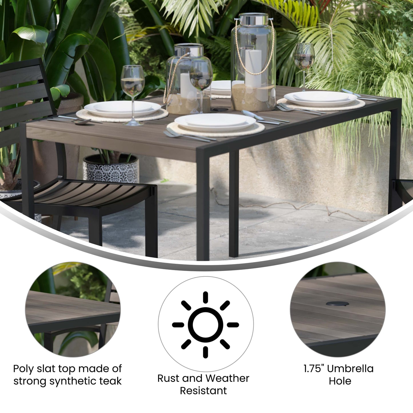 30x48 Gray Faux Teak Table XU-DG-UH3048-GY-GG