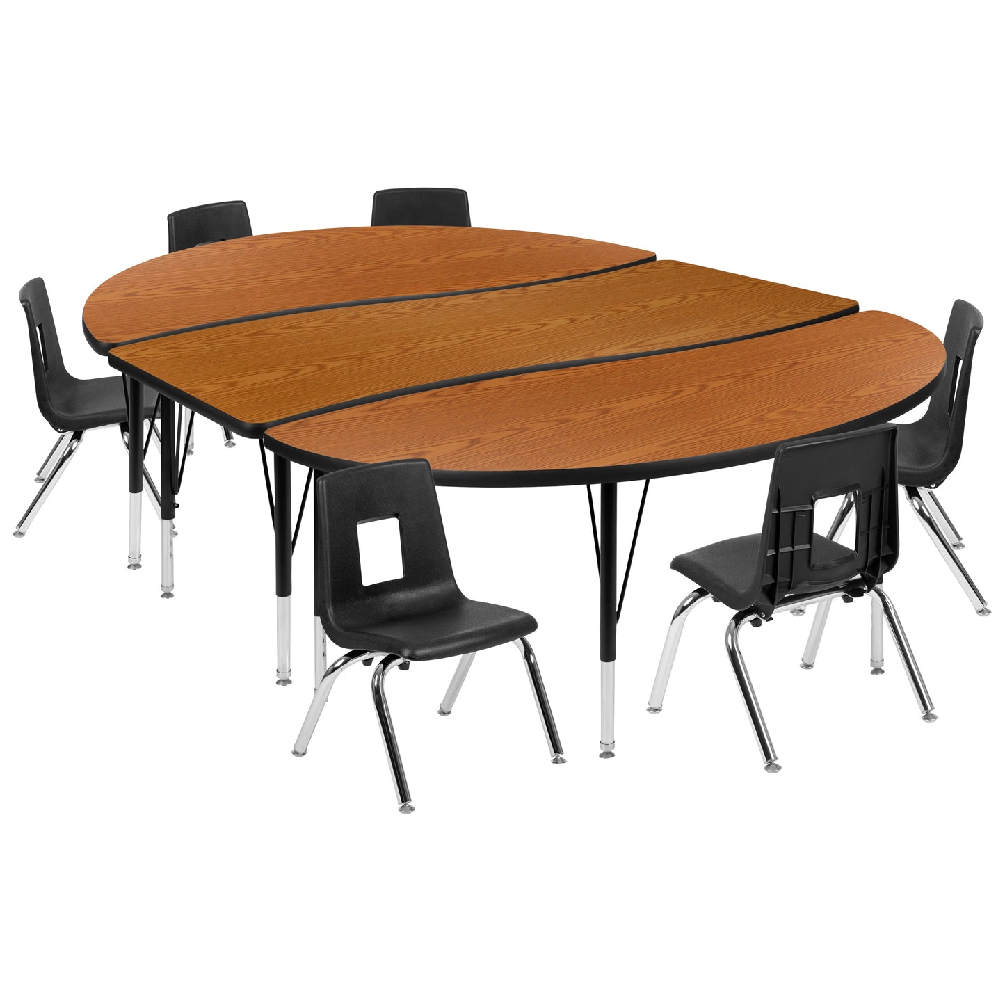 86" Oval Wave Oak Table Set XU-GRP-12CH-A3060CON-60-OAK-T-P-GG