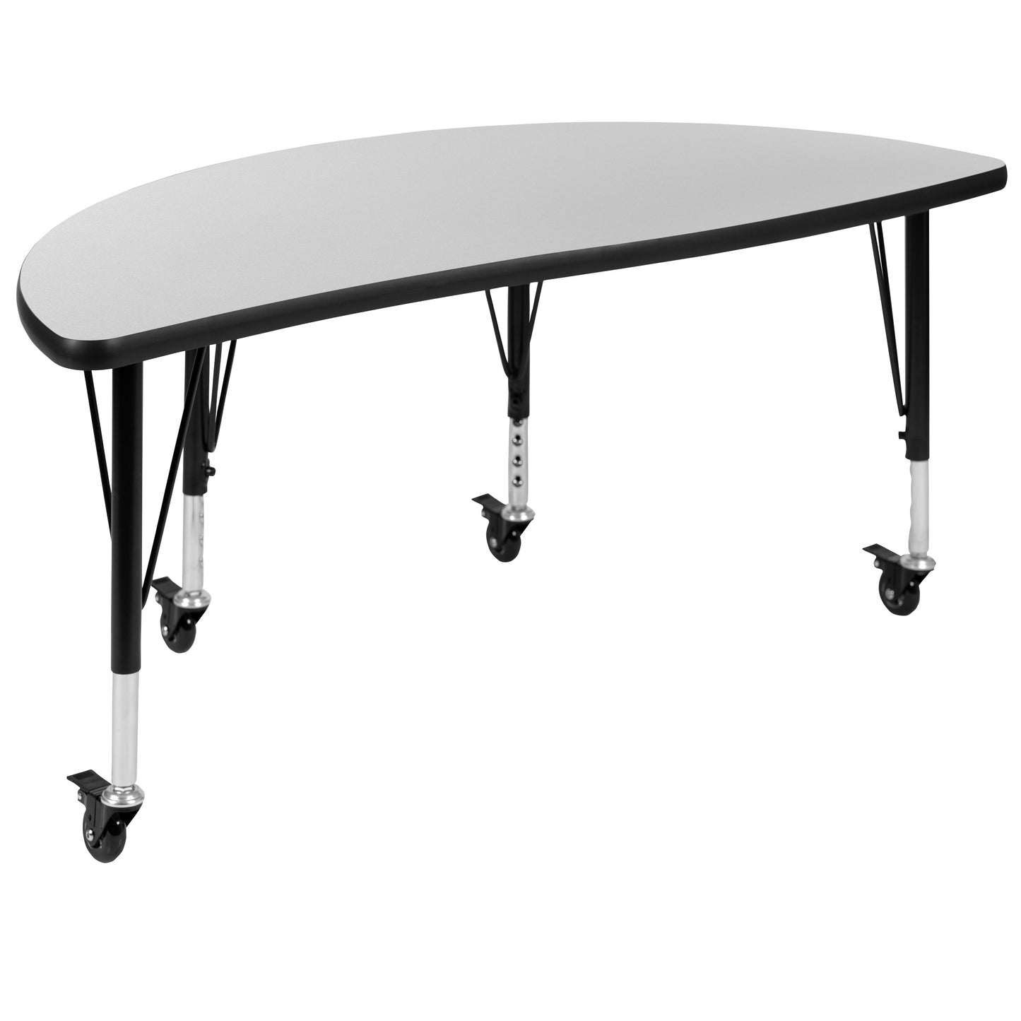48" Circle Wave Grey Table Set XU-GRP-12CH-A48-HCIRC-GY-T-P-CAS-GG