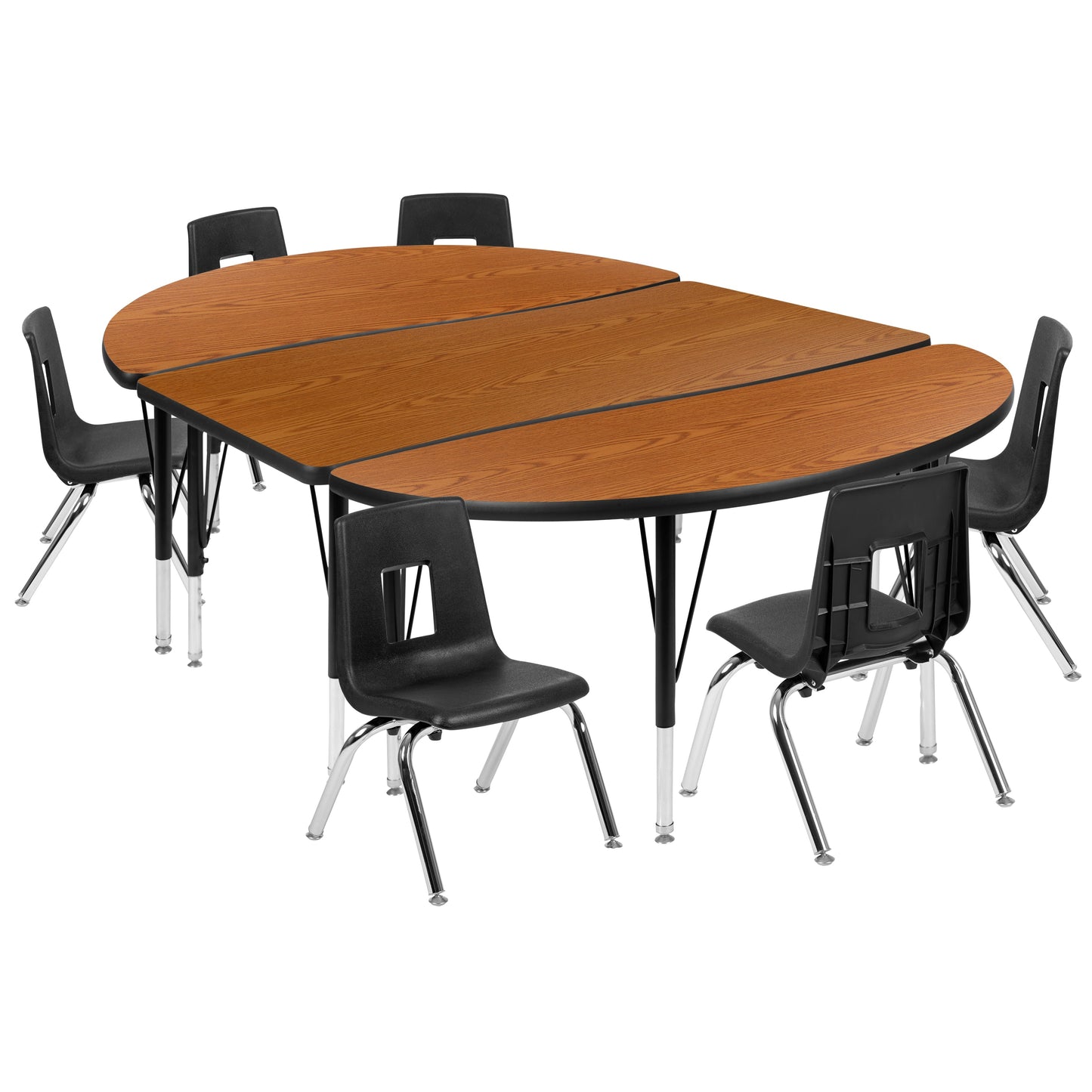 76" Oval Wave Oak Table Set XU-GRP-14CH-A3048CON-48-OAK-T-P-GG