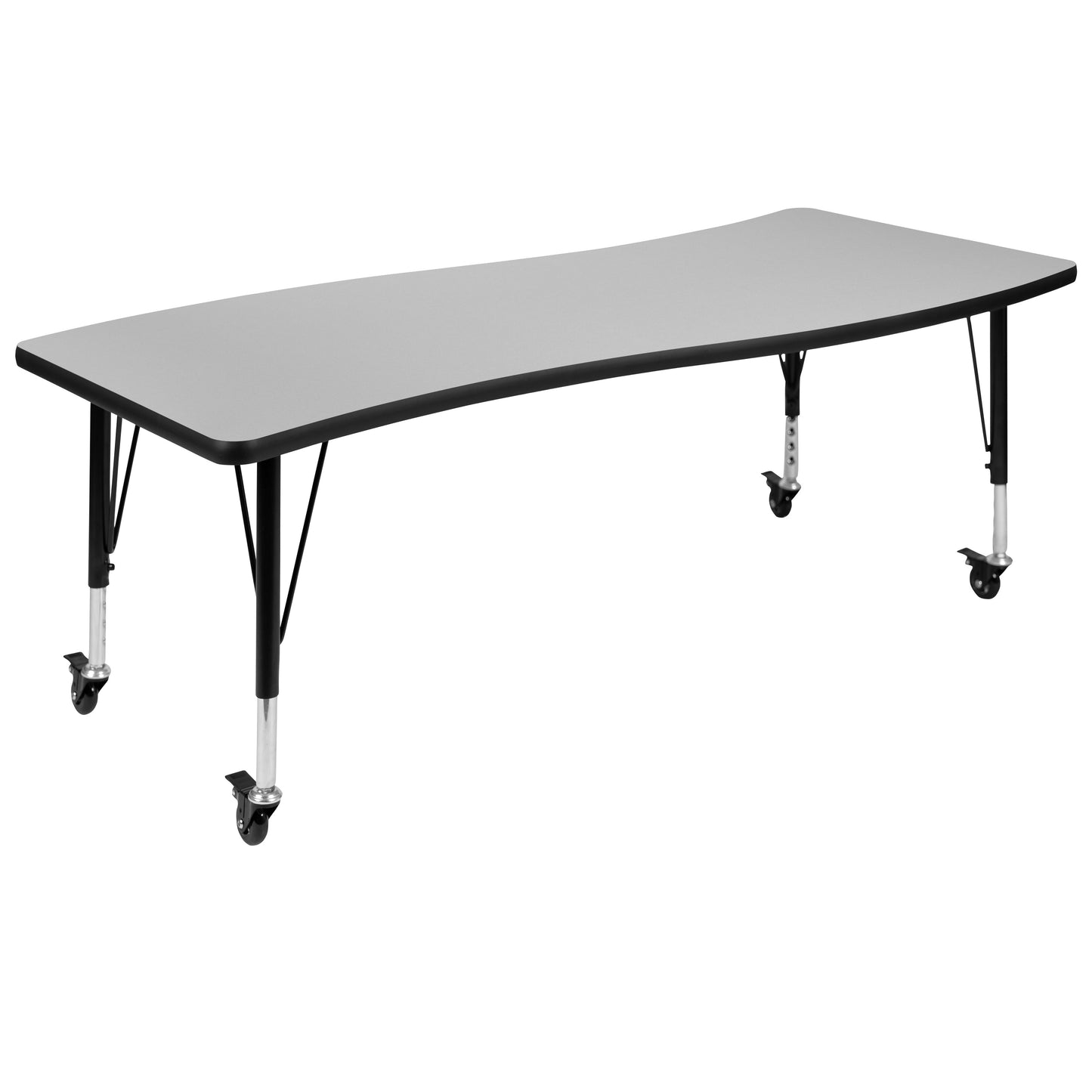 86" Oval Wave Grey Table Set XU-GRP-14CH-A3060CON-60-GY-T-P-CAS-GG