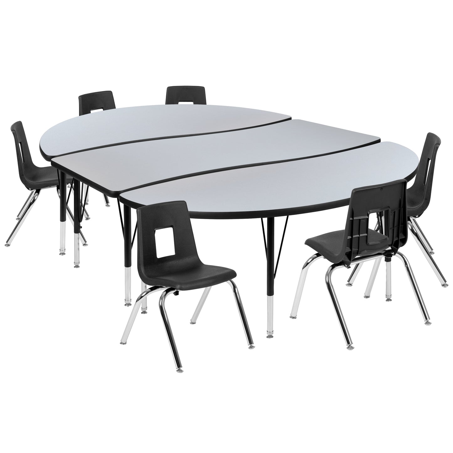 86" Oval Wave Grey Table Set XU-GRP-14CH-A3060CON-60-GY-T-P-GG