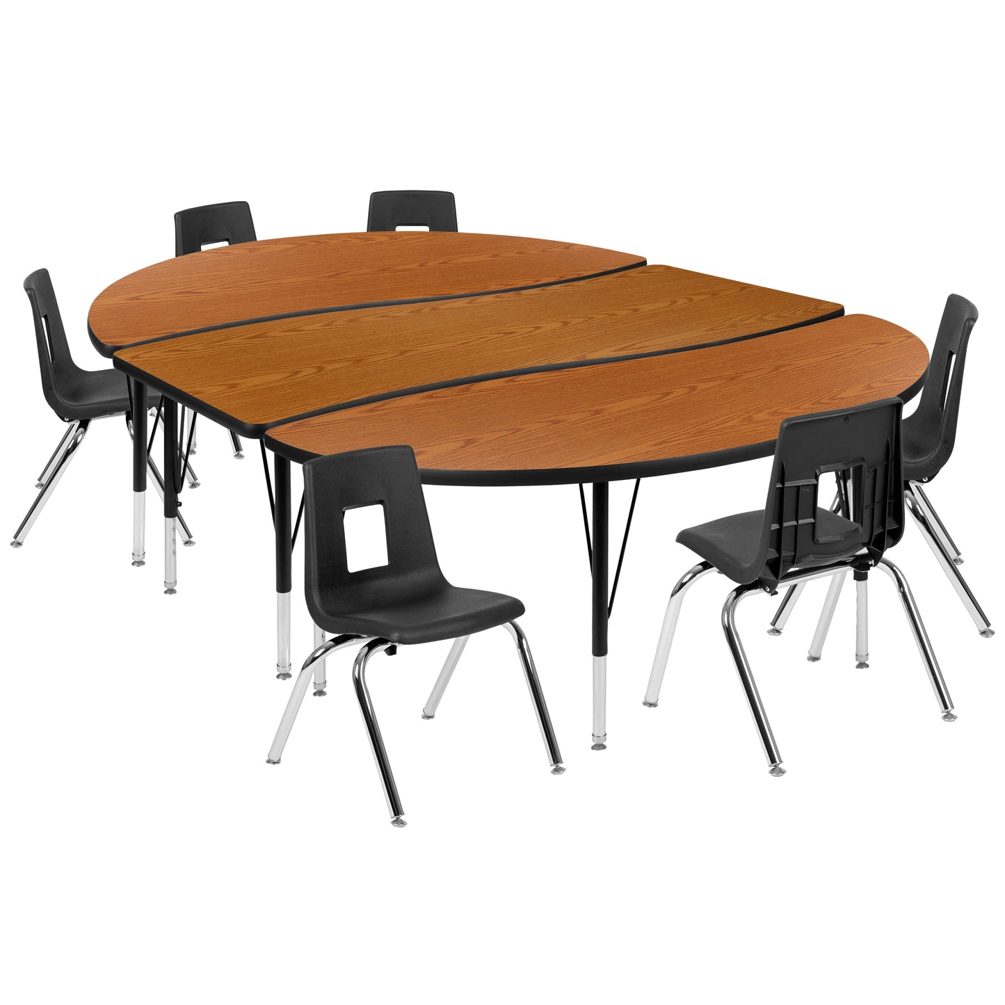 86" Oval Wave Oak Table Set XU-GRP-14CH-A3060CON-60-OAK-T-P-GG