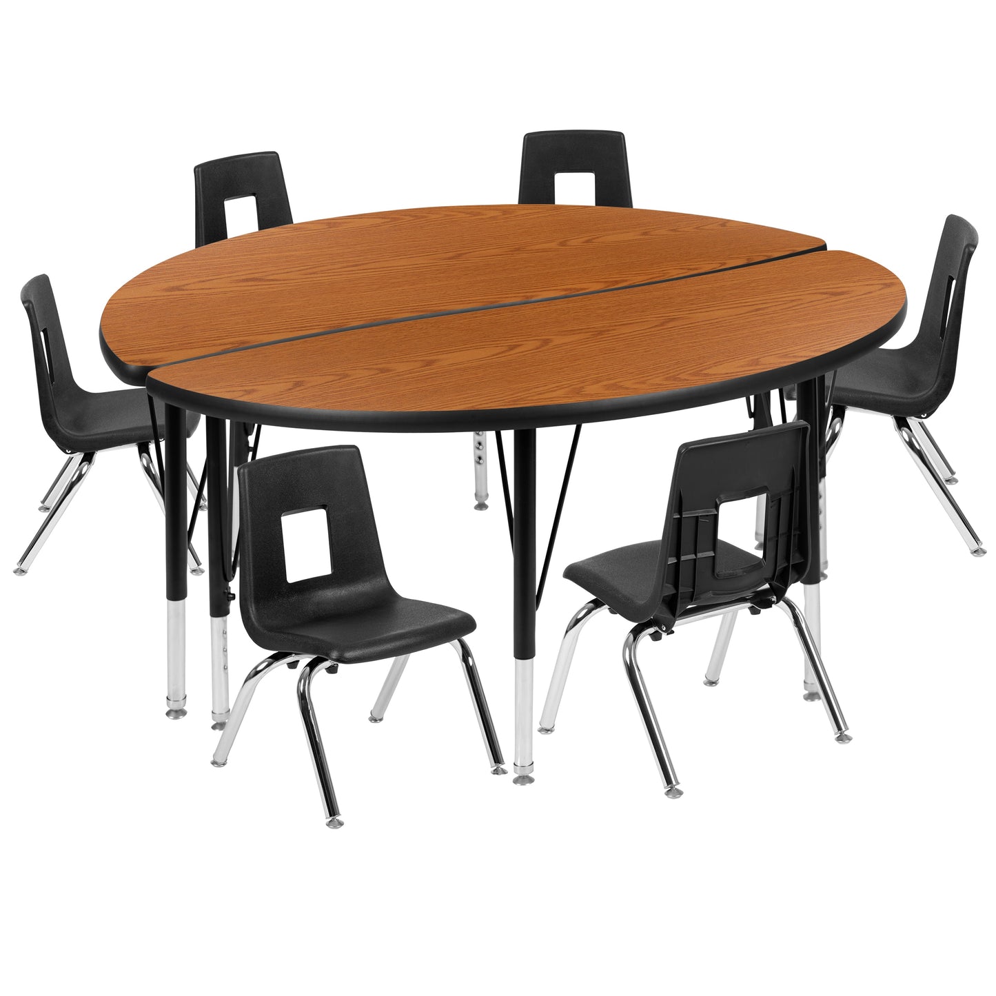 48" Circle Wave Oak Table Set XU-GRP-14CH-A48-HCIRC-OAK-T-P-GG