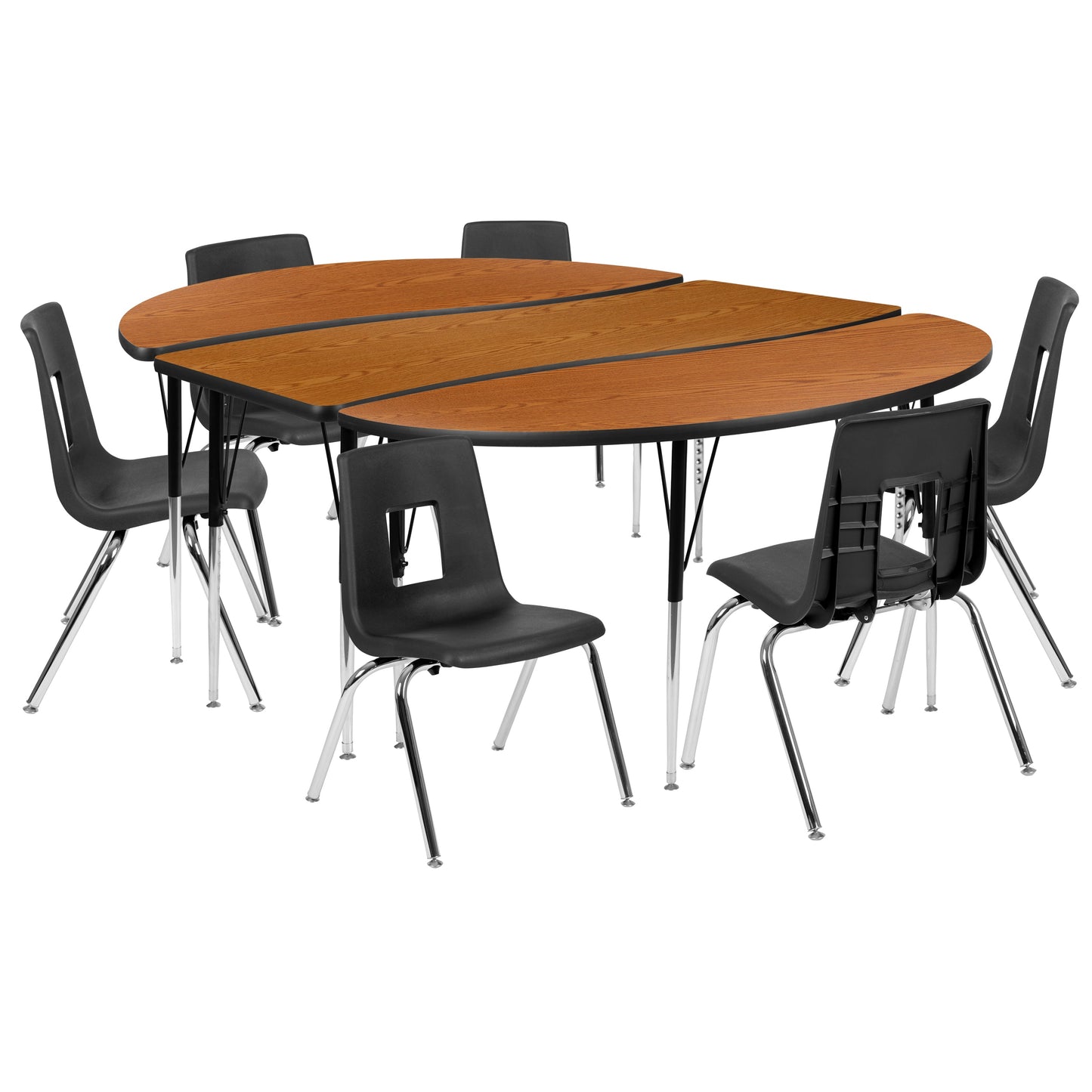 86" Oval Wave Oak Table Set XU-GRP-16CH-A3060CON-60-OAK-T-A-GG