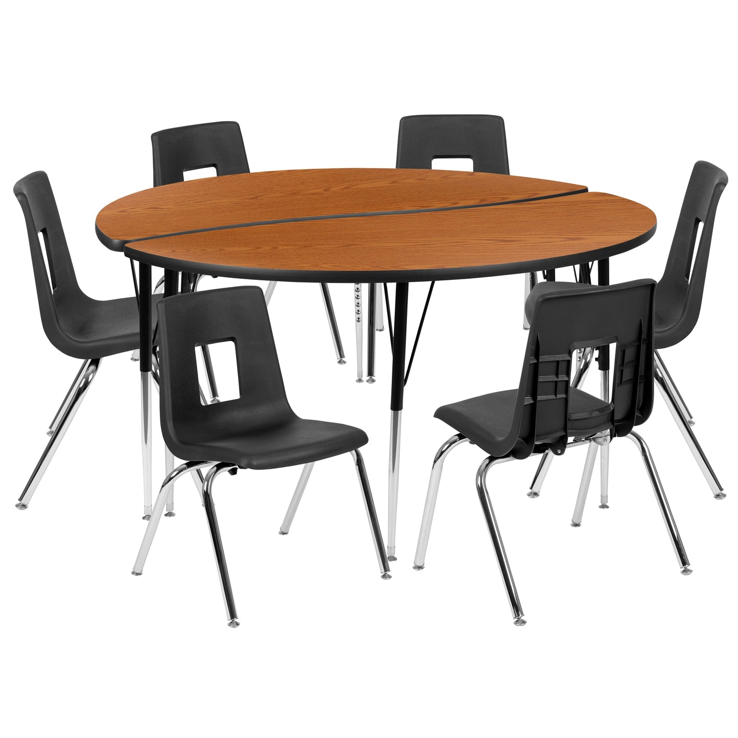 60" Circle Wave Oak Table Set XU-GRP-16CH-A60-HCIRC-OAK-T-A-GG