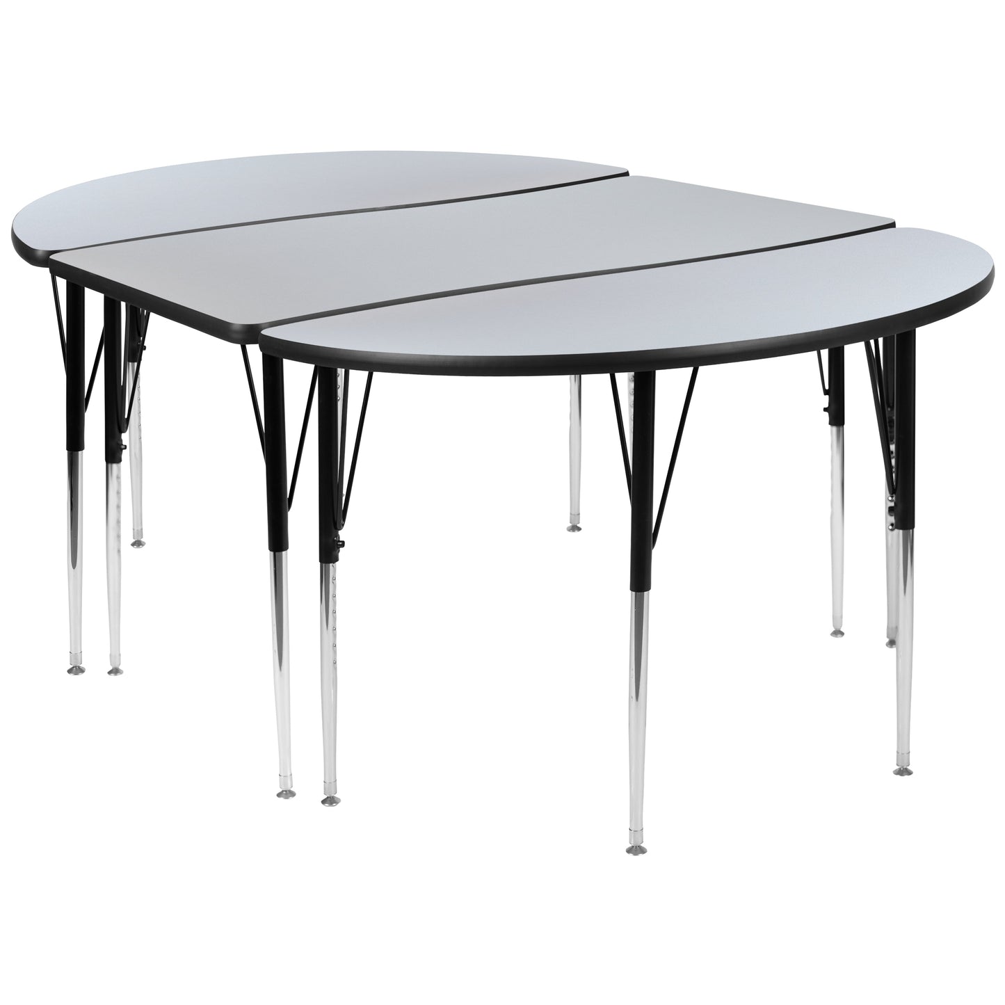 3PC 76" Oval Grey Table Set XU-GRP-A3048CON-48-GY-T-A-GG