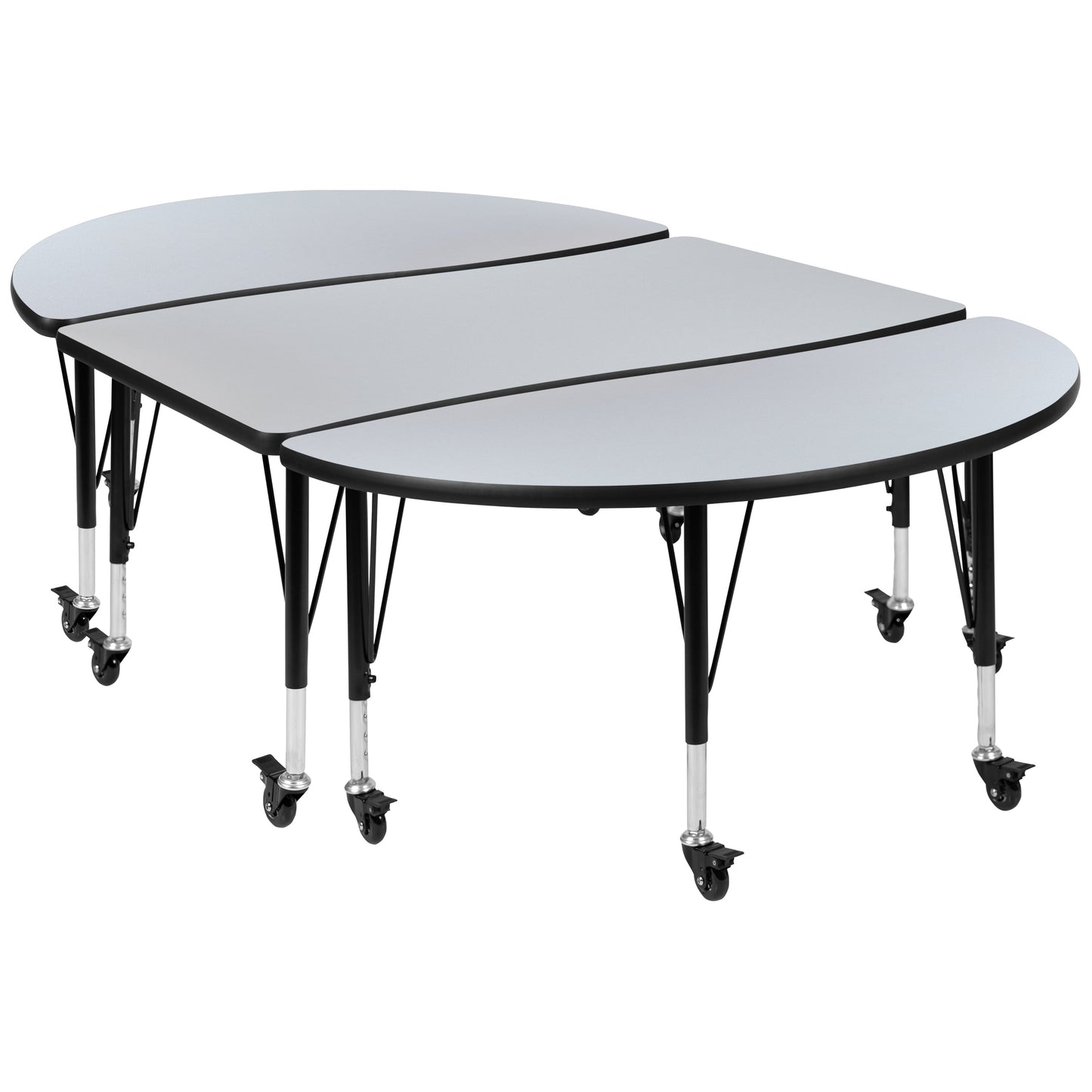 3PC 76" Oval Grey Table Set XU-GRP-A3048CON-48-GY-T-P-CAS-GG