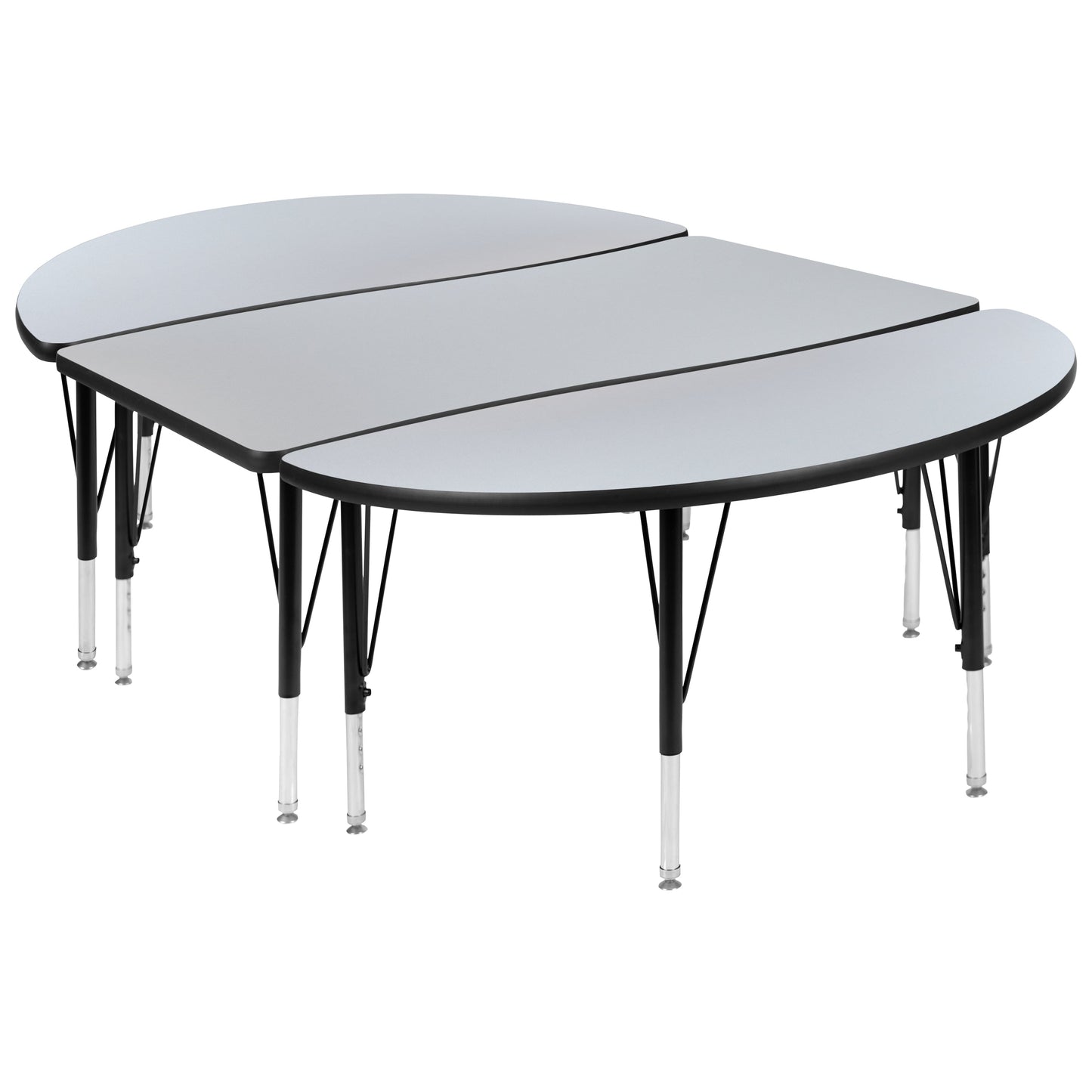 3PC 76" Oval Grey Table Set XU-GRP-A3048CON-48-GY-T-P-GG