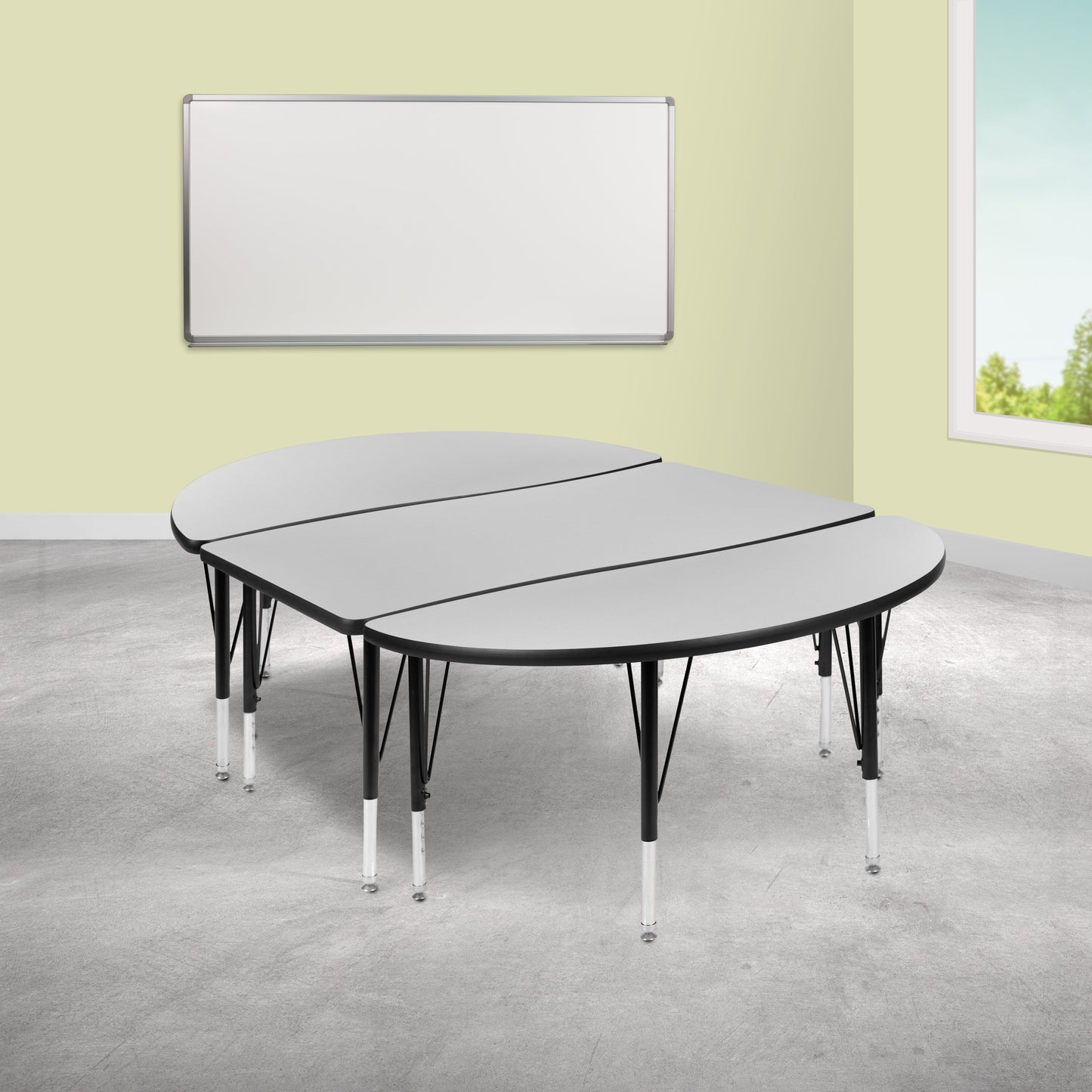 3PC 76" Oval Grey Table Set XU-GRP-A3048CON-48-GY-T-P-GG