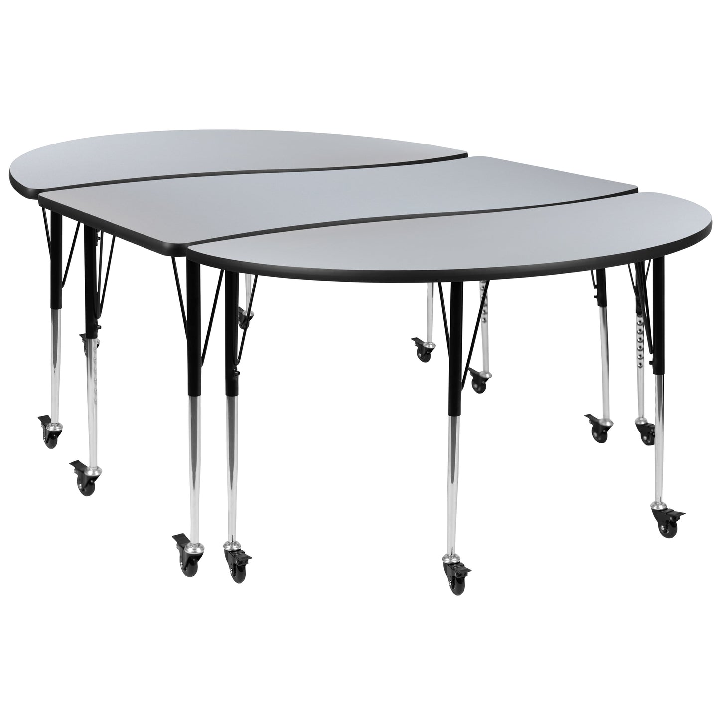 3PC 86" Oval Grey Table Set XU-GRP-A3060CON-60-GY-T-A-CAS-GG