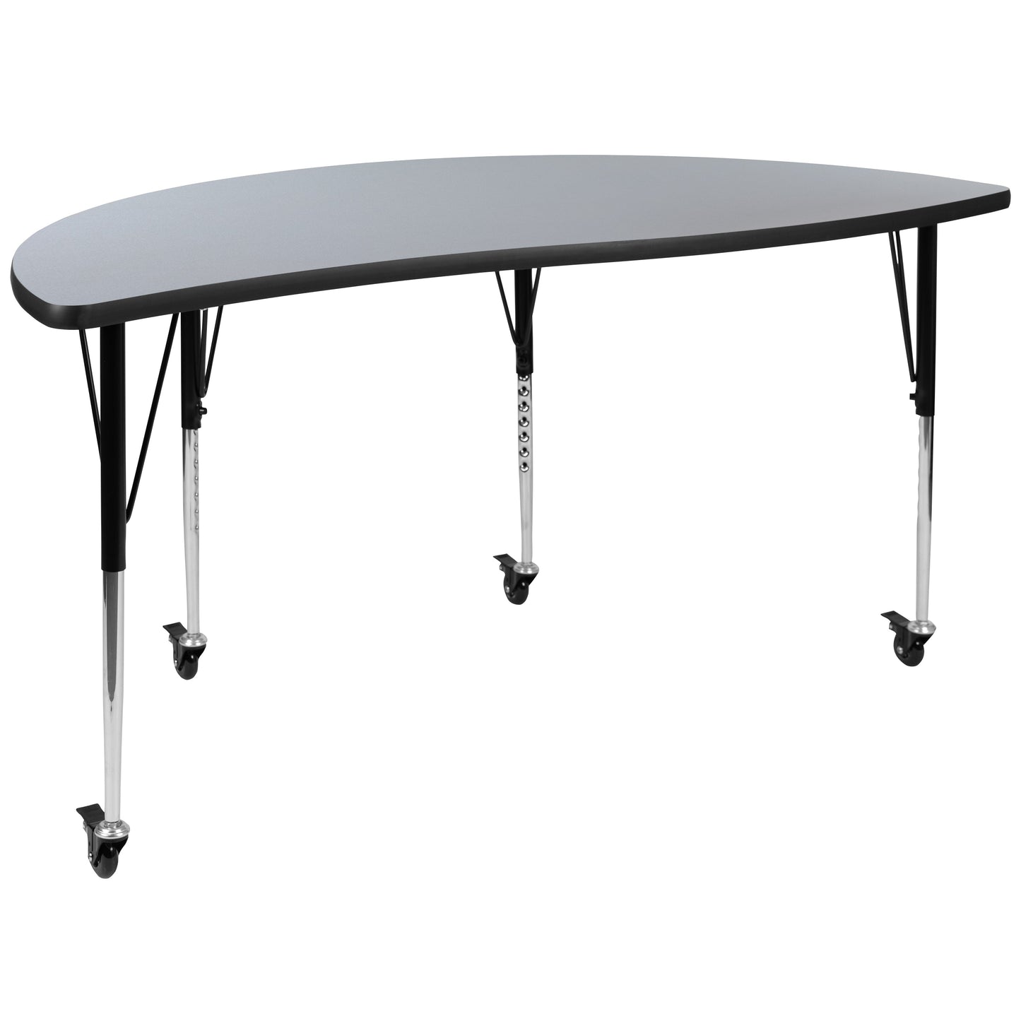 3PC 86" Oval Grey Table Set XU-GRP-A3060CON-60-GY-T-A-CAS-GG