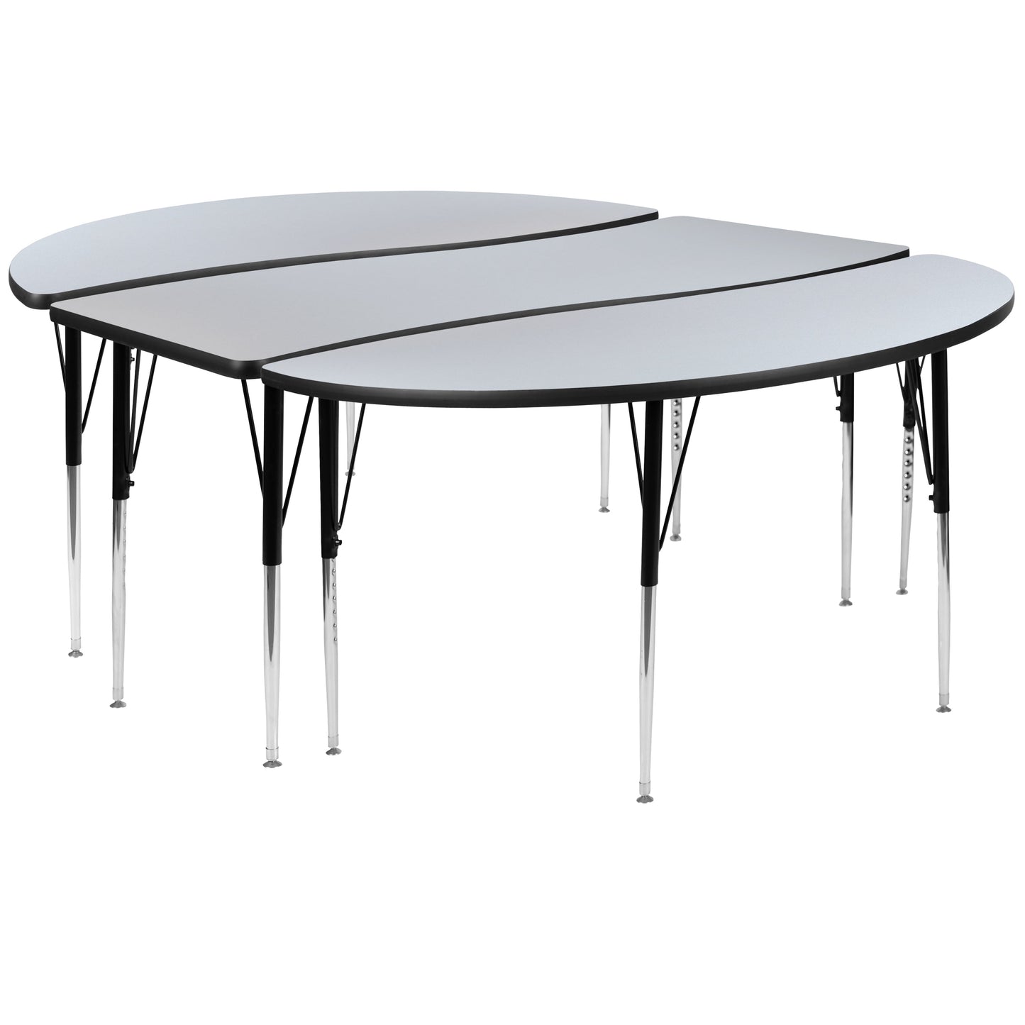 3PC 86" Oval Grey Table Set XU-GRP-A3060CON-60-GY-T-A-GG