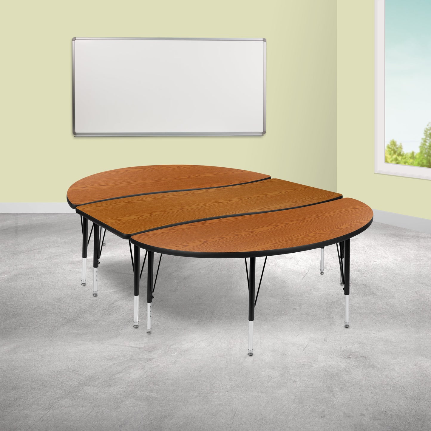 3PC 86" Oval Oak Table Set XU-GRP-A3060CON-60-OAK-T-P-GG
