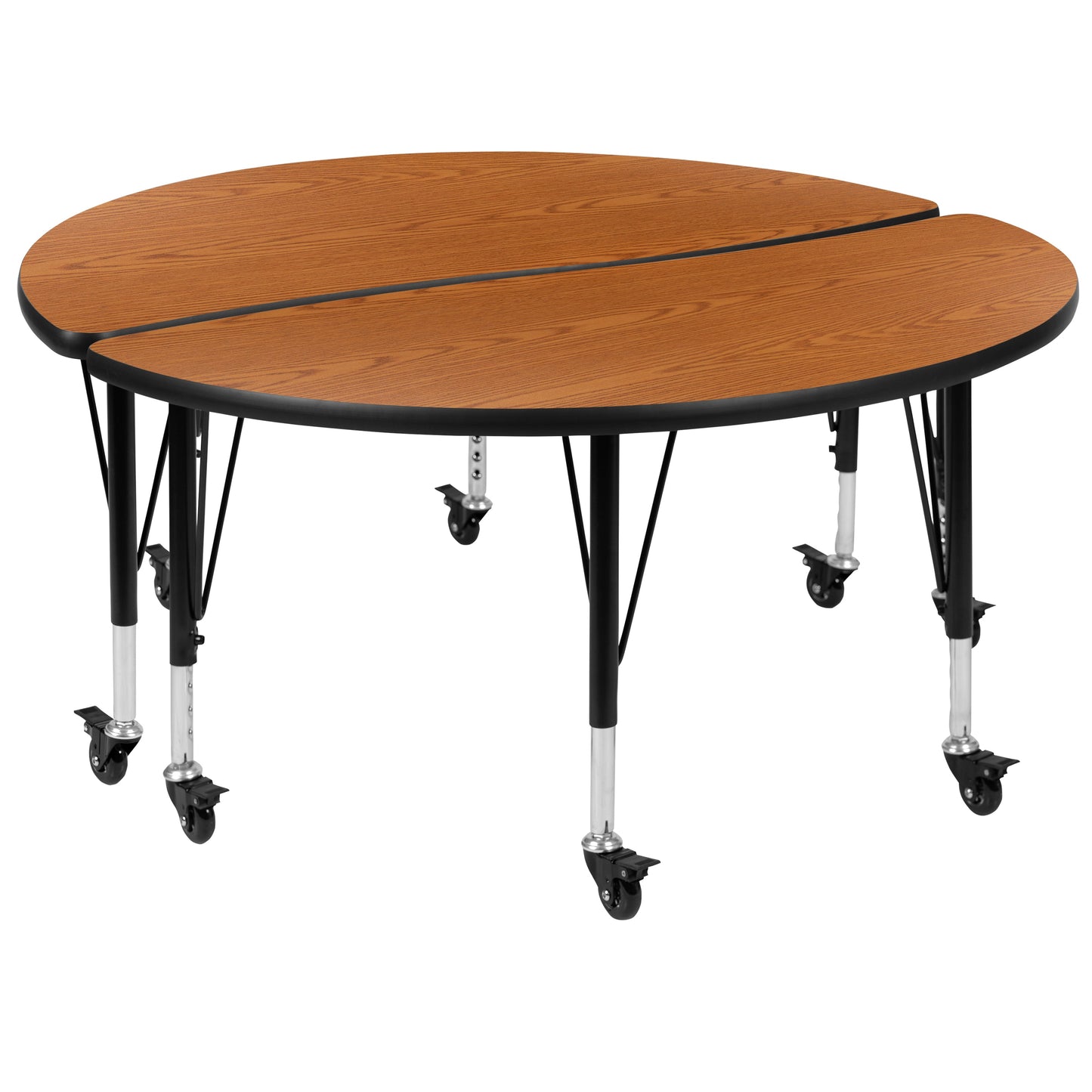 2PC 48" Circle Oak Table Set XU-GRP-A48-HCIRC-OAK-T-P-CAS-GG