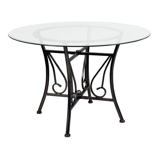 45RD Glass Table/Black Frame XU-TBG-17-GG
