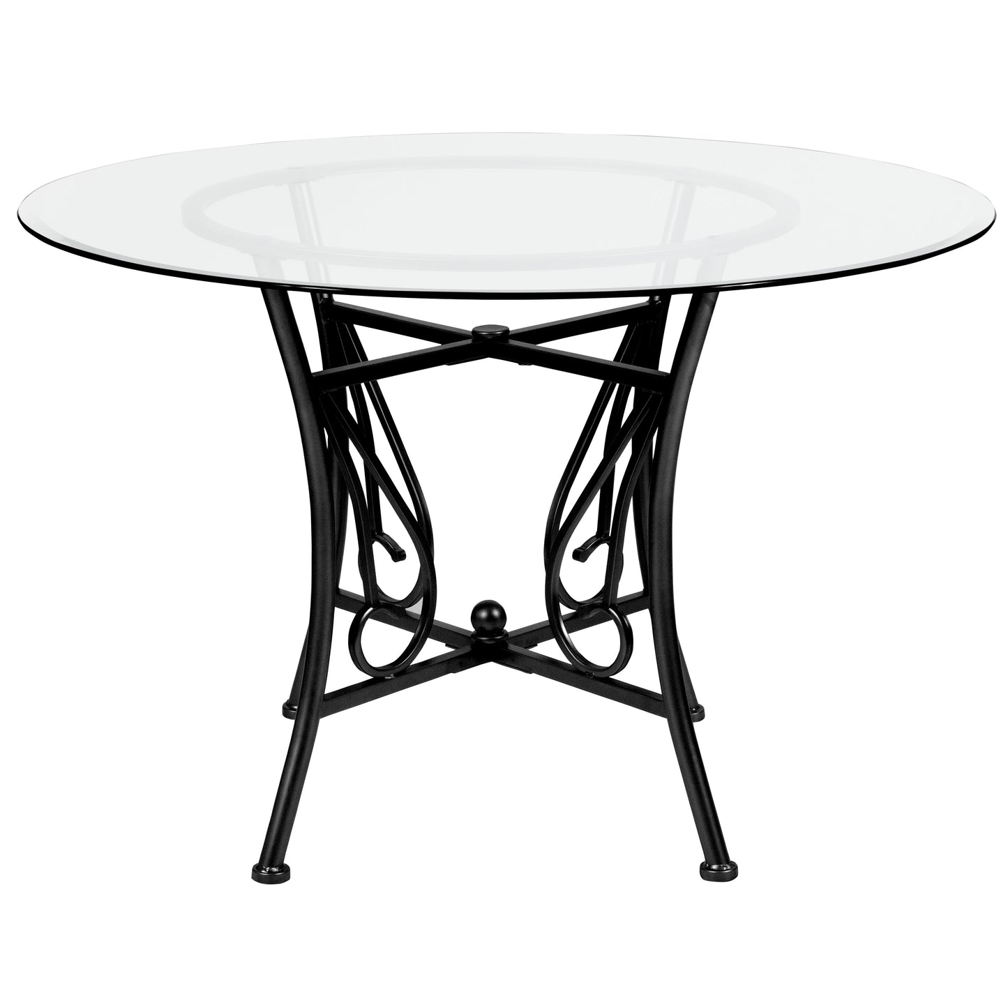 45RD Glass Table/Black Frame XU-TBG-17-GG