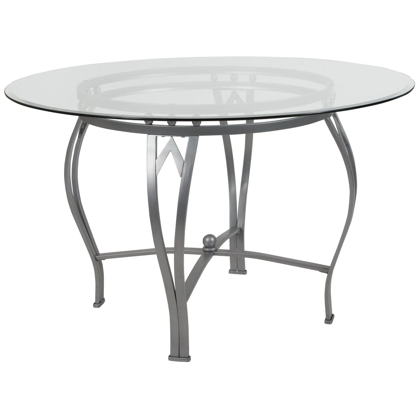 48RD Glass Table/Silver Frame XU-TBG-22-GG