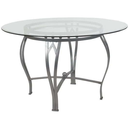 48RD Glass Table/Silver Frame XU-TBG-22-GG