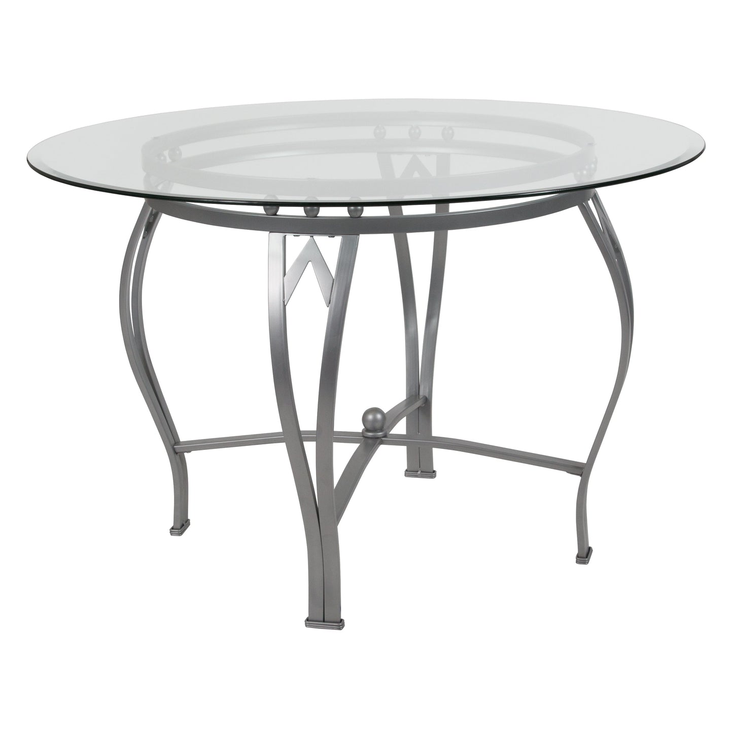 45RD Glass Table/Silver Frame XU-TBG-23-GG