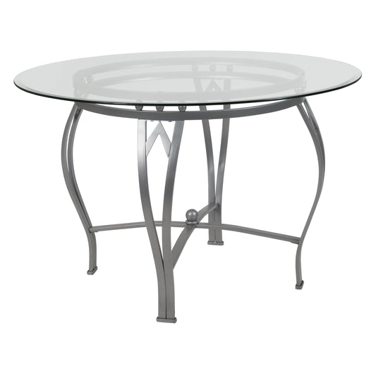 45RD Glass Table/Silver Frame XU-TBG-23-GG