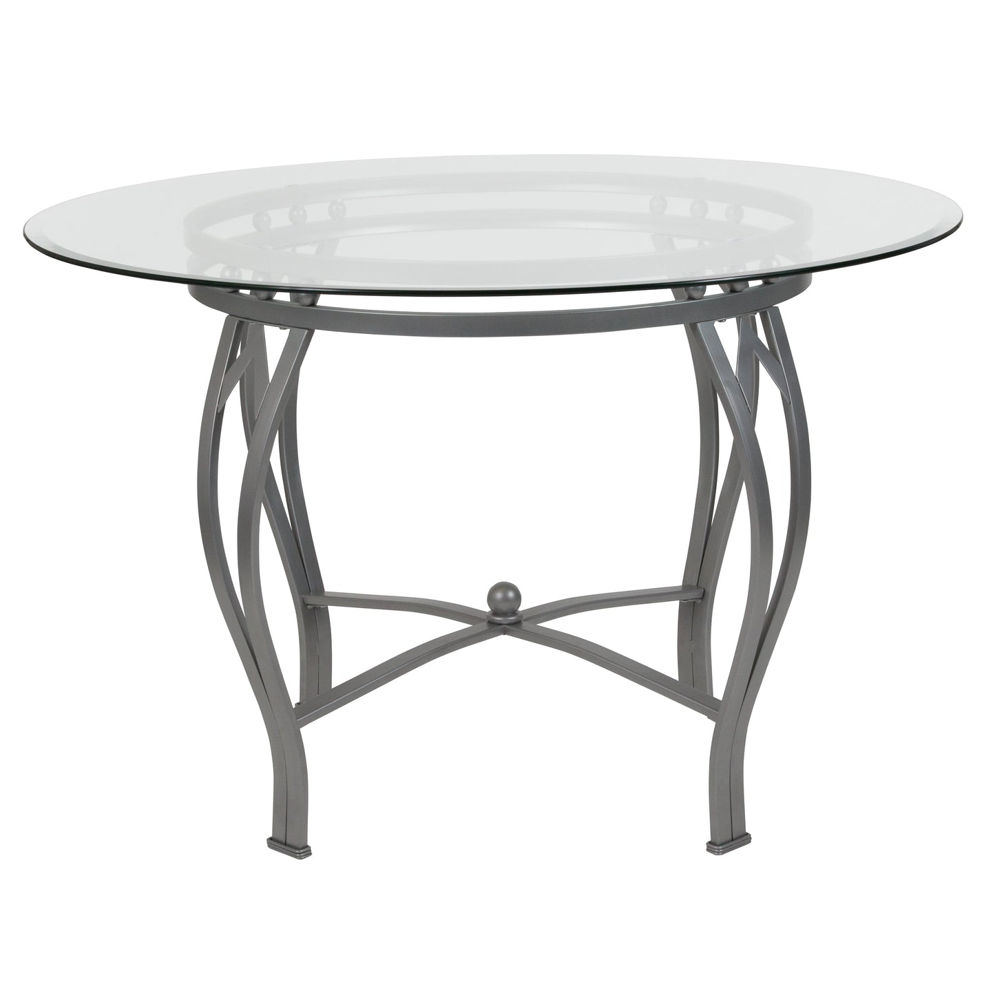 45RD Glass Table/Silver Frame XU-TBG-23-GG