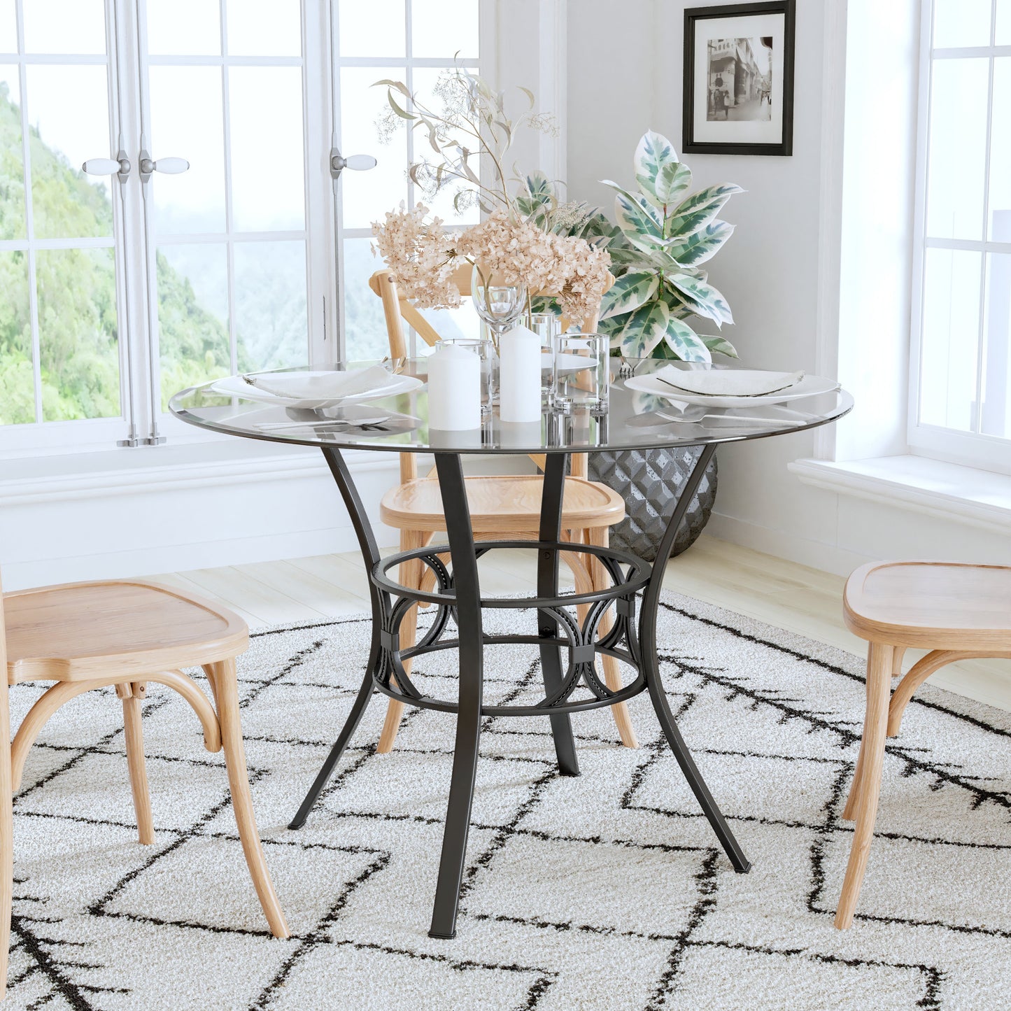 42RD Glass Table/Black Frame XU-TBG-6-GG